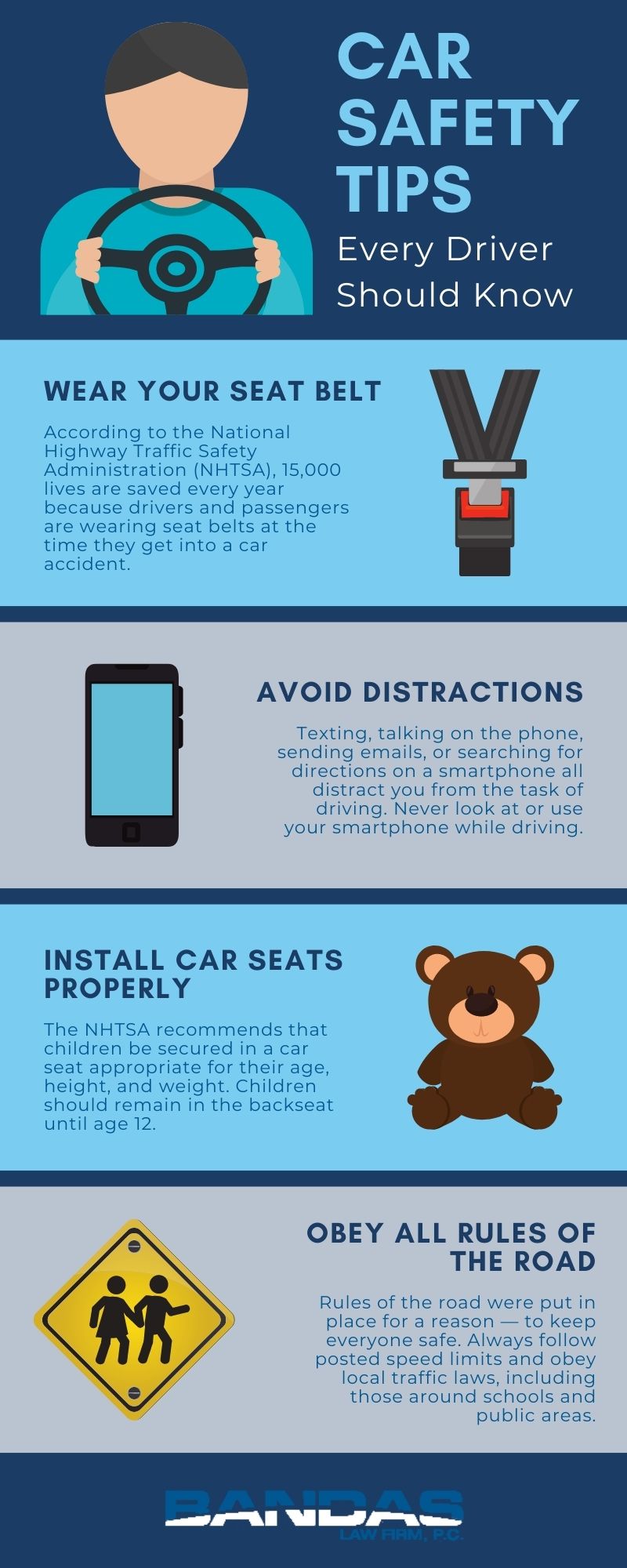 Infographic - Car Safety Tips - Bandas Law Firm